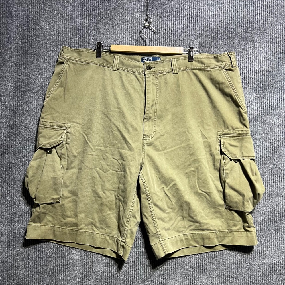 Vintage Polo Ralph Lauren Cargo Shorts Men 46 Green Chino Utility Relaxed Cotton